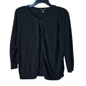 H&M Y2K Black Cardigan Sweater Button Lightweight - Size L
